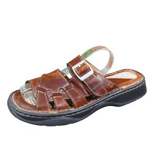 Born Womens Leather Fisherman Sandals Size 9 Brown Comfort Buckle Walking Casual